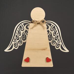 AMADEA Drevený anjel stojaci s krídlami, masívne drevo, 18x15 cm, český výrobok