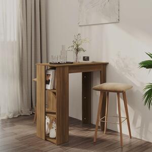 Barový stôl+polica, hnedý dub 102x50x103,5 cm, kompozitné drevo