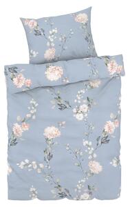 LIVARNO home Bavlnená posteľná bielizeň Renforcé, 140 x 200 cm, 70 x 90 cm (kvety/modrá) (100360500)