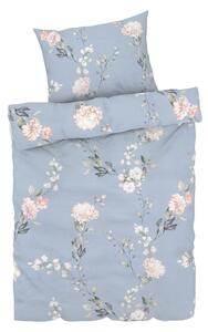 LIVARNO home Bavlnená posteľná bielizeň Renforcé, 140 x 200 cm, 70 x 90 cm (kvety/modrá) (100360500)