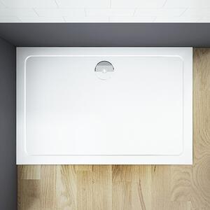 Cerano Piato, obdĺžniková sprchová vanička z liateho mramoru 80x70x3 cm, biela, CER-CER-GSR7080