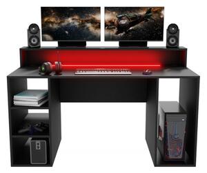 Počitačový herný stôl LENI + LED, 150x74x70, čierna