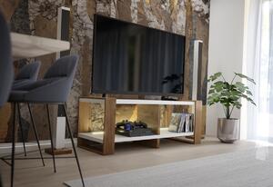 TV stolík BRANO, 120x45x40, biela/dub zlatý