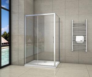 Obdĺžnikový sprchovací kút SYMPHONY 100x90 cm s posuvnými sprchovými dverami vrátane sprchovej vaničky z liateho mramoru