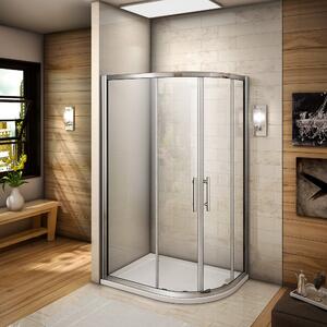 Štvrťkruhový sprchovací kút RELAX S4 120x80 cm s posuvnými dverami vrátane sprchovej vaničky z liateho mramoru – ľavý variant