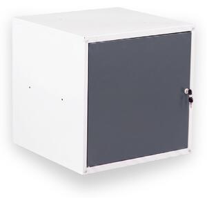 Šatníková skrinka s uzamykateľným boxom 450 x 450 x 450 mm, cylindrický zámok, grafitové dvere