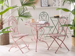 Záhradný stôl ružový kovový guľatý balkón terasa záhradný romantický