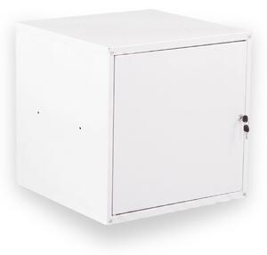 Šatníková skrinka s uzamykateľným boxom 450 x 450 x 450 mm, cylindrický zámok, sivé dvere