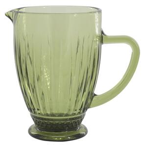 Zelený sklenený džbán s vrúbkami Saint-Émilion - 12*20 cm / 1000 ml - Chic Antique