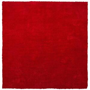 Koberec červený 200 x 200 cm moderný prešívaný štvorcový koberec s vysokým vlasom