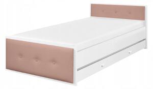 DO Čalúnená detská posteľ s úložným priestorom 90x200 Betty - biela / ružová