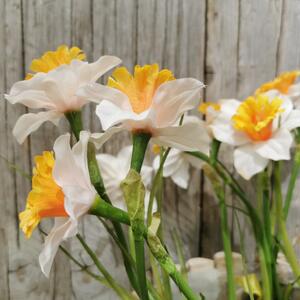 Umelý kvet narcis s cibuľkou bielo oranžový 28cm