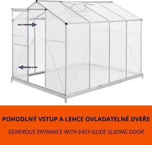 4,75 m² záhradný skleník s hliníkovým rámom a podstavcom