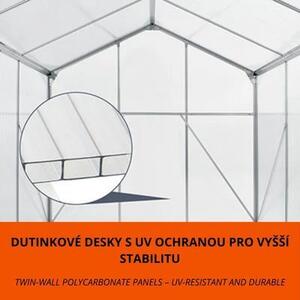 4,75 m² záhradný skleník s hliníkovým rámom a podstavcom