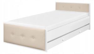 Čalúnená detská posteľ s úložným priestorom 90x200 Betty - biela / béžová