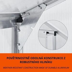 4,75 m² záhradný skleník s hliníkovým rámom a podstavcom