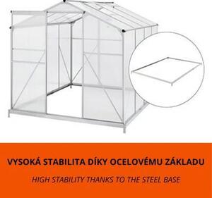 4,75 m² záhradný skleník s hliníkovým rámom a podstavcom