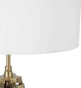 Vintage stojaca lampa z mosadze s bielym tienidlom 50 cm statív - Cortin