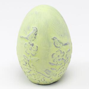 Veľkonočná dekorácia vajce vzor kvietky polyresin zelené 6x6x9cm