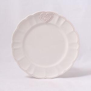 Keramický tanier so srdiečkom biely 20,6cm