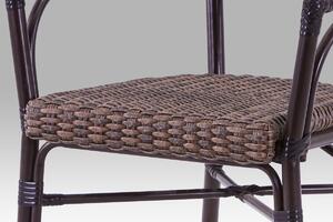 Záhradná stolička, hnedý kov, hnedý ratan 57x61x85x46 cm