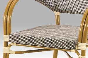 Záhradná stolička, kov zlatý, látka cappuccino 57x58x82x45 cm