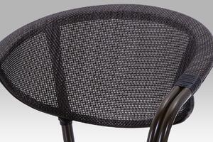 Záhradná stolička, kov hnedý, textil čierny 57x58x82x45 cm