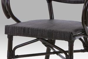 Záhradná stolička, kov hnedý, textil čierny 57x58x82x45 cm