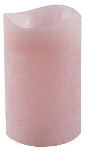 Svietnik z plastu v tvare sviečky s led svetlom, farba ružová vosková pr.8x12cm
