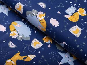 Biante Detské bavlnené posteľné obliečky do postieľky Sandra SA-281 Líšky na večernej oblohe Do postieľky 90x120 a 40x60 cm