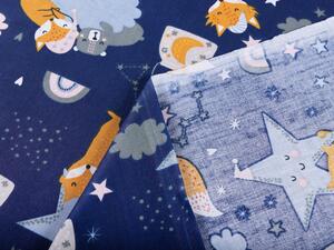 Detská bavlnená látka/plátno Sandra SA-281 Líšky na večernej oblohe - šírka 160 cm