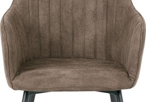 Jedálenská stolička, hnedá látka, kov sivý mat