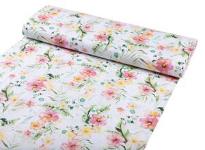 Biante Detské bavlnené posteľné obliečky do postieľky Sandra SA-283 Havajské kvety Do postieľky 90x130 a 40x60 cm