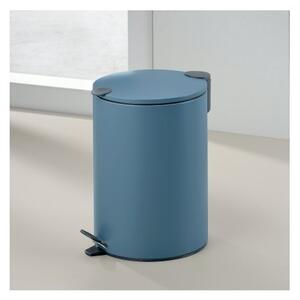 KELA Kozmetický kôš kovový dymovo modrý Tiché zatváranie, výška 23cm, priemer 17cm, obsah 3 litre KL-23609
