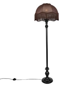 Stojacia lampa čierna s hnedým tienidlom a bielym interiérom 45cm - Classico
