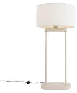 Stojacia lampa béžová s oválnym bielym ľanovým tienidlom 35 cm - Thijmen