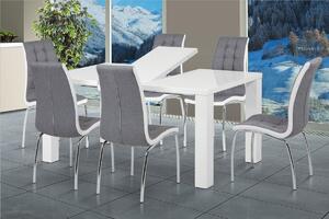 Jedálenský stôl rozkladací 120-160x90x75cm, vysoký lesk biely