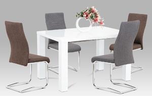 Jedálenský stôl rozkladací 120-160x90x75cm, vysoký lesk biely