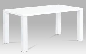 Jedálenský stôl 160x90x76 cm, vysoký lesk biely