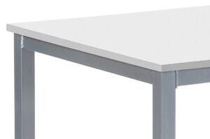 Jedálenský stôl 110x70x75 cm, doska mdf, biela farba, kovová podnož, strieborný lak