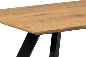 Jedálenský stôl 160x90 cm, mdf dekor dub, kov čierny mat