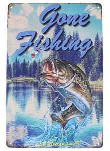 Kovová ceduľa retro Rybolov 20x30cm Gone Fishing (dekoračná tabuľa 20x30 cm)