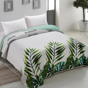 AmeliaHome Prikrývka na posteľ Makia tropické listy, biela/zelená Rozmer: 170x210