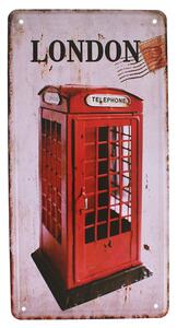 Tabula plechová Retro TELEPHONE London 15x30cm (dekoračná tabuľka - anglická telefónna búdka)