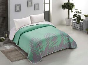 FLHF Prikrývka na posteľ Makia tropické listy, biela/zelená Rozmer: 170x210