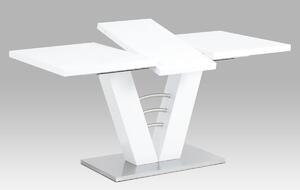 Jedálenský stôl 120/160x80x75cm, vysoký lesk biely