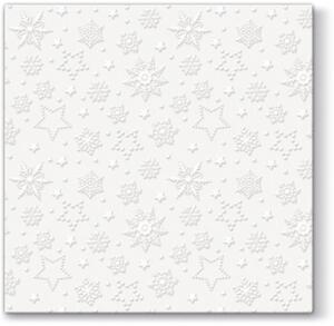 Vianočné papierové servítky s bielymi vločkami 33x33cm