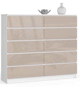 Ak furniture Komoda Kuba 140 cm 10 zásuviek biela/cappuccino