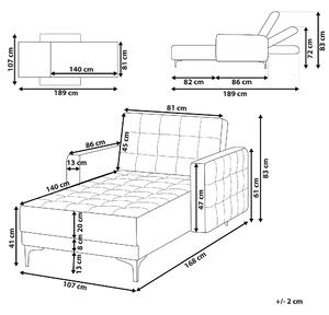 Leňoška tmavosivá prešívaná látková moderná obývacia izba nastaviteľné ležadlo strieborné nohy bočné opierky