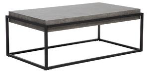 Konferenčný stolík Sivý betónový efekt, čierny kovový rám, obdĺžniková priemyselná obývacia izba 115 x 64 cm
